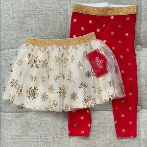 Holiday Time Red and Gold Kids Bottoms Set